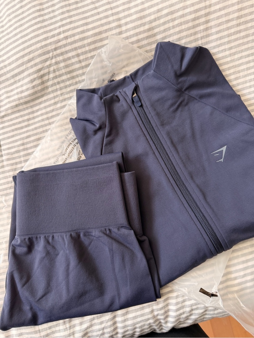 Gymshark Navy Zip Jacket with Matching Navy Leggings